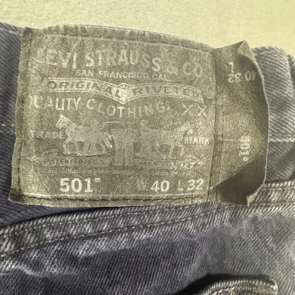 Levi’s 501 XX Jeans Mens 40x32‎ Blue Dyed Canvas Straight Button Fly Grunge Y2K